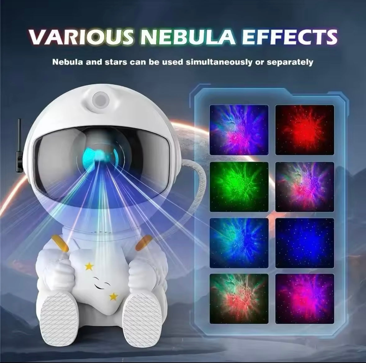 Space Astronaut Star Led Night Projector